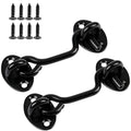 2 Pack 6'' Door Latch Door Lock Hardware, 6'' Hook and Eye Gate Latch Easy Lock for Barn Door, Black Sliding Door Lock with Screws for Window, Cabin Hooks