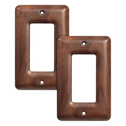 North American Walnut Switchplates and Outlet Covers Decorative Solid Wood Light Switch Cover for Stylish Décor (Pack of 2) - color: Walnut wood, size: Single Decorator (Pack of 2)