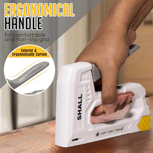 SHALL Light Duty Staple Gun for Wood - White Upholstery Staple Gun with 1600pcs JT21 Staples 1/4, 5/16, 3/8 inch and Staple Remover - Fabric Stapler Gun for Crafts, DIY, Decoration - color: White