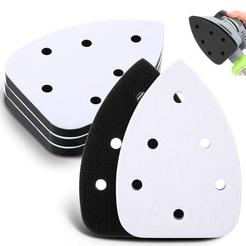 5 Pcs 6 Holes Foam Sanding Pads, Compatible with Ryobi Sander - color: Black and White, size: 6 Holes
