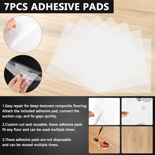 Floor Gap Repair Kit – Rubber Mallet + 7 Sticky Pads, Enhanced Suction Cup for Vinyl/Laminate