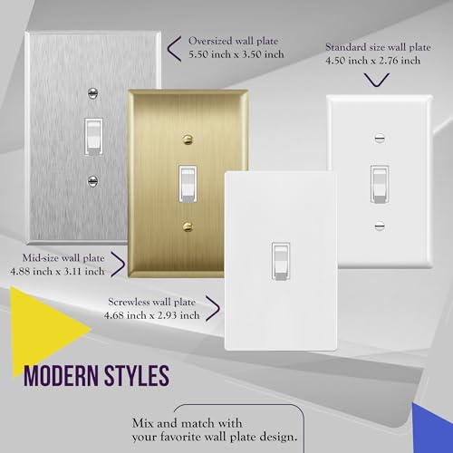 ENERLITES 3-Way Toggle Light Switch with Wall Plate Cover, 5 Pack, White - color: White, size: Switch with Wall Plate
