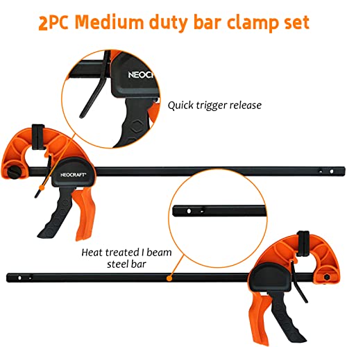 Quick Release Ratchet Bar Clamps for Woodworking (2 Pieces Set 36'') - Light Duty Adjustable One-Handed Clamp for Woodworking & Furniture Manufacturing & Assembly - style: 36" 2pack
