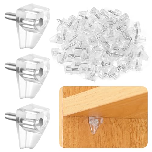 50 Pcs Shelf Support Pegs, Clear Plastic Cabinet Shelf Pegs, 2.9mm Small Shelf Pins for Cabinets Without Preset Shelf Holes Require Self-Drilling - size: 0.11Inch (2.9mm)
