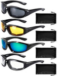 4 Pair Motorcycle Glasses Riding Glasses UV Protection Windproof And Dustproof Motorcycle Foam Cushion Goggles - color: Gray + Yellow + Clear + Blue