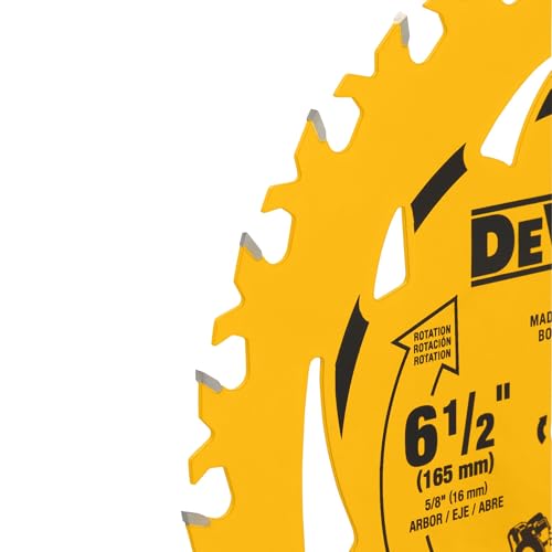 DEWALT 6-1/2 in. 24T Circular Saw Blade, Smooth Cutting, Superior Tracking and Durability (DWA261224)