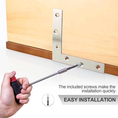 SAYAYO Flat L Bracket, 120x120mm / 5" x 5" Stainless Steel L Mending Plate - color: Brushed Nickel, size: 120x120mm-6pcs, style: L Shape