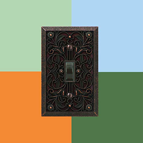 Amerelle 65TDB Filigree Wallplate, 1 Toggle, Cast Metal, Aged Bronze, 1-Pack - size: Single Toggle