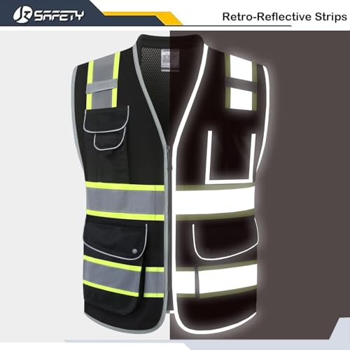 JKSafety Hi Vis Safety Vest for Men Women Cushioned Collar JK101 Black S - color: Jk101-black, size: Small