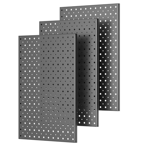 Pegboard Smith Metal Pegboard Panels, 16" x 12" Heavy-Duty Wall Peg Boards for Garage Tool Storage, Pegboard Organizer System (Pack of 3, Black) - color: Black