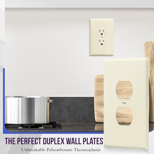 ENERLITES Oversized Duplex Outlet Covers, Jumbo Wall Plate, Light Almond - color: Light Almond, size: Over-Size