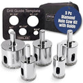 Drilax 5-Pc Diamond Hole Saw Set 3/4 to 1-1/2 Inch with Guide & Case - style: 5 Pcs Set 3/4" to 1-1/2"
