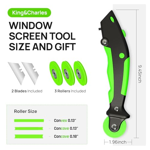 King&Charles Versatile Screen Roller Tool, 3pcs Different Roller+Hook+Trim