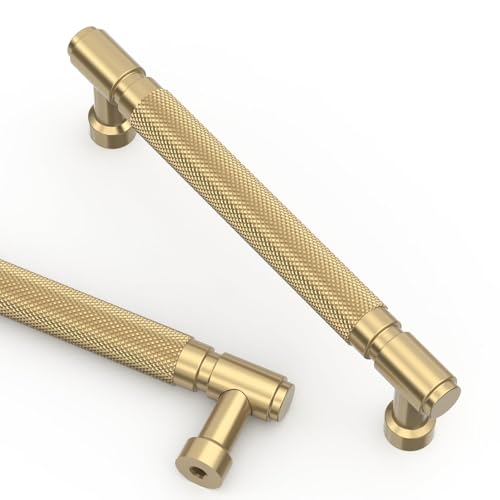 Asidrama 10 Pack 5 Inch(128mm) Champagne Bronze Cabinet Pulls Knurled Kitchen Cabinet Handles, Champagne Gold Cabinet Hardware for Cupboard Drawer Pulls - color: Champagne Bronze, size: 5" Hole Center, style: 10 Pack