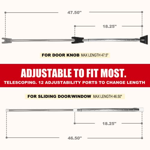 Door Security Bar & Portable Door Lock with Alarm (Chrome) – High-Grade Iron Door Jammer & 130dB Alarm for Home, Apartment, Hotel & Travel Safety – (Red)