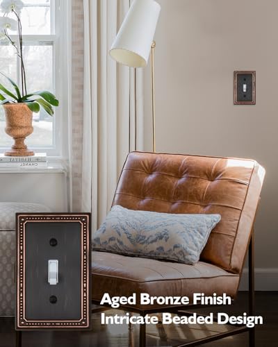 Switch Plates Outlet Covers, 2-Pack Aged Bronze Metal Wall Plates - color: Aged Bronze, size: 1 Toggle 2PK