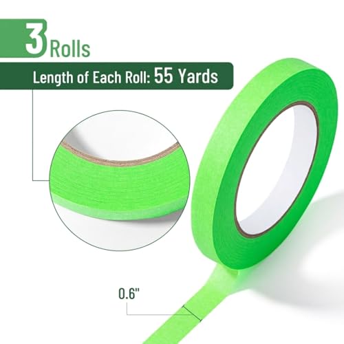 Mr. Pen- Green Masking Tape, 0.6 Inch Wide, 3 Rolls, 3 x 55 Yards - color: Light Green