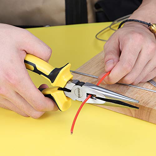 DOWELL Needle Nose Pliers Long Nose Pliers 8 Inch with Wire Cutter for Jewelry Nickel Chromium Steel Construction And Professional Handle - size: 8" Long Nose Pliers