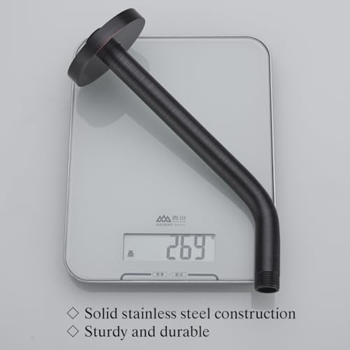 RANDOM Oil Rubbed Bronze Shower Arm with Flange,10 Inch Rain Shower Head Extension Arm.RD91018-10-ORB - color: 10″Oil Rubbed Bronze(Round Flange)
