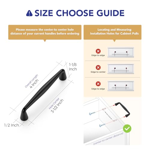 Ravinte Matte Black Cabinet Handles Solid Handles,3-1/2 Inch,10 Pack - color: Matte Black, size: 3-1/2 Inches Hole Center