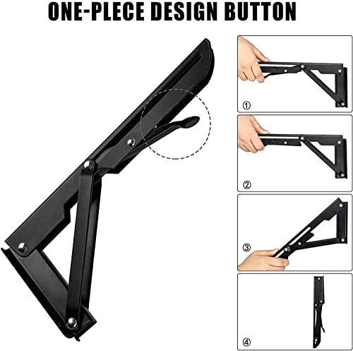 Folding Shelf Brackets - 12 Inch 4 Pcs Heavy Duty Collapsible Shelf Bracket - size: 12 Inch- 4 Packs