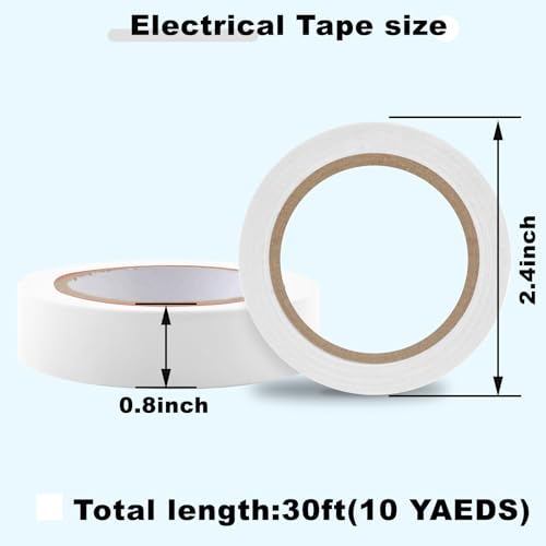 Romeda 9 Pack Electrical Tapes, Electrical Tape Water, Sun, and Oil Resistant, Electrical Tape is Suitable for Most Domestic, Commercial, and Industrial environments - White - color: White