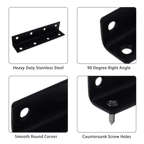 Long L Bracket,ULIFESTAR Black Corner Brace Brackets,Stainless Steel Corner Brackets,Heavy Duty Shelf Bracket,Metal Right Angle Bracket for Wood,140*27mm/5.51*1.06''4 PCS - size: 140*27mm/5.51*1.06''