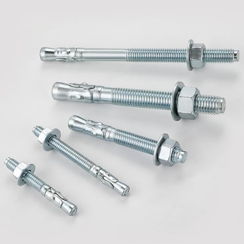 Wensilon 3/8x5" 10Pcs Inch Standard Fasteners for Heavy-Duty Zinc Wedge Anchors for Cement and Concrete - size: 3/8x5"