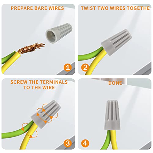 1000 Pcs Grey Wire Connectors Nuts, Electrical Wire Caps Insulated - color: Gray-1000PCS