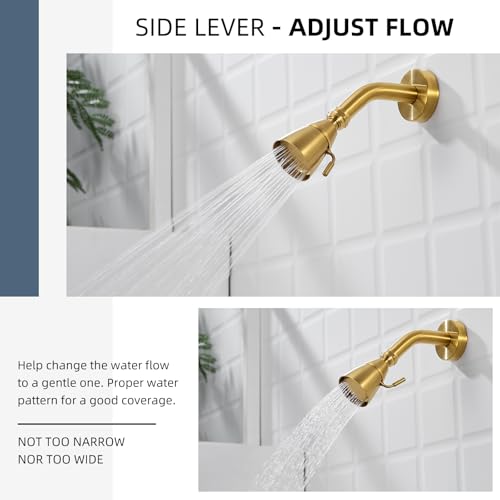 Angle Simple High Flow Shower Head Adjustable, G 1/2, Brushed Dark Gold - color: Brushed Dark Gold