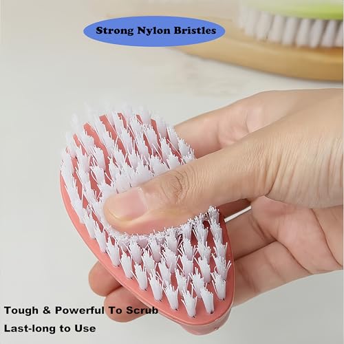 Scrubbing Brushes for Cleaning Small Scrub Brush with Nylon Stiff Bristles - color: Pink + Purple