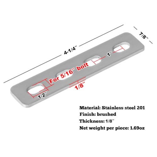 GBGS 20 Pack 4-1/4" Flat Mending Plate,Slots for 5/16" Bolt