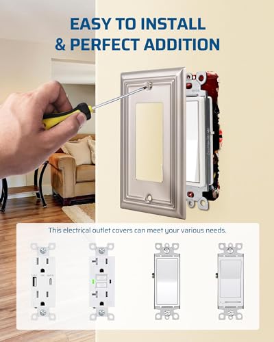 DEWENWILS Single Toggle Wall Plates, Light Switch Cover Plates - color: Brushed Nickel, size: 1 Toggle 2PK