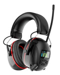 AM FM Radio Headphones with Digital Display, 45H Working Time Rechargeable Hearing Protection Earmuffs, 30dB SNR Noise Reduction Safety Ear Muffs for Mowing, Construction, Woodworking, Shooting