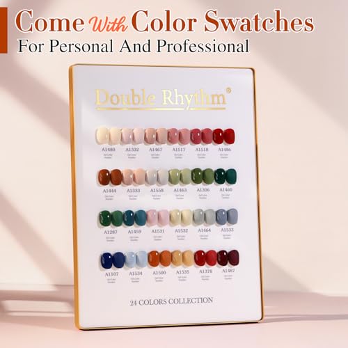 Double Rhythm 28Pcs 0.5Oz Gel Nail Polish Set Same Color Same Bottle Gel Polish Kit Nail Art Manicure Salon DIY at Home for Women (Burgundy Green Collection-T24-1) - color: White Pink Beige