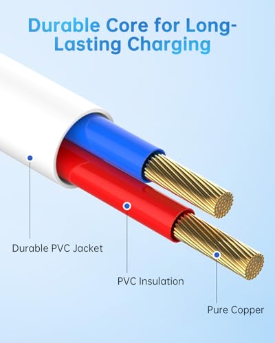 6mm Magnetic Replacement Charger Cable for Rose Tool, USB-A & USB-C - color: White-DC-2.5mm