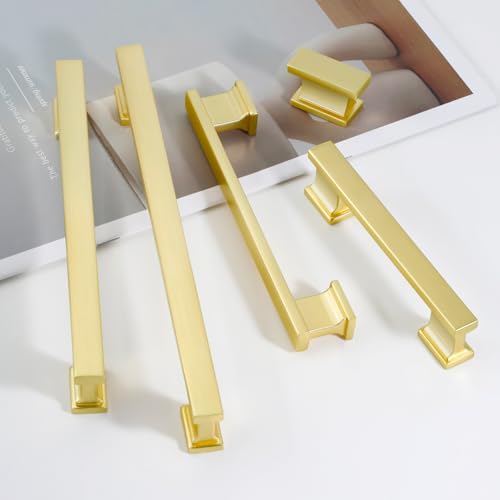 Brushed Brass Kitchen Rectangle Cabinet Knobs 1.49 Inch 10 Pack - color: Brushed Brass, size: 1.49"/38MM Single Hole