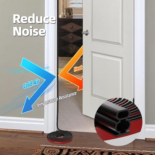 Black D-Shape Weather Stripping 40Ft (Fits 0.4–0.5in Gaps) - color: Black, size: 0.59" Thick x 40 Ft