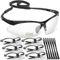 OXG 6 Pack Anti-Fog Safety Glasses, ANSI Z87+ Impact & Scratch Resistant Protective Eyewear for Work, Lab, Construction - color: Clear With Straps