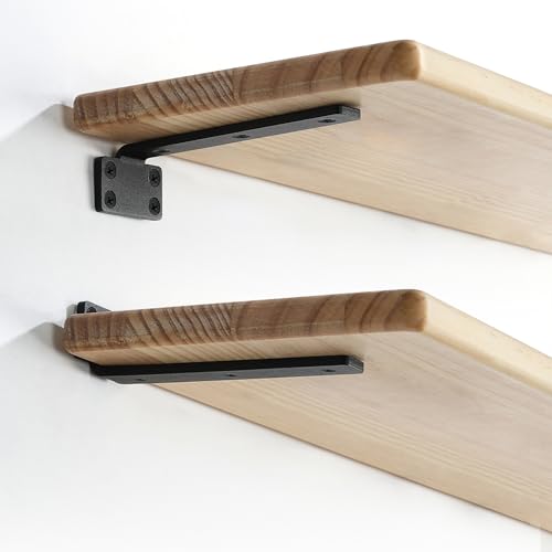 Mooche 4Pack Floating Shelf Brackets, Heavy Duty L Brackets Wall Mounted - color: Balck, size: 5.92*1.42 Inch