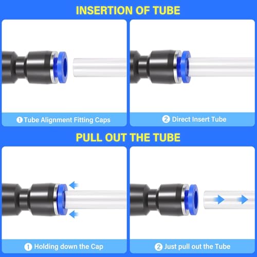 TAILONZ PNEUMATIC 1/8'' 1/4'' 5/16'' 3/8'' 1/2'' OD Straight Push to Connect Fittings Push Connectors Plastic Quick Release Connectors Air Line Fittings 50PCS - size: 1/8''OD/1/4''OD/5/16''OD/3/8''OD/1/2''OD, style: 50PCS