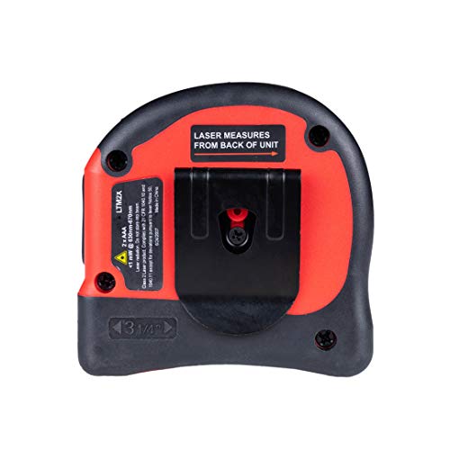 General Tools LTM2X Laser Tape Measure 2-in-1, 65 Ft Laser Measure and 16 Ft Tape Measure with Large, Easy Read Backlit Digital Display, Red (LTM2X-RD-Q)