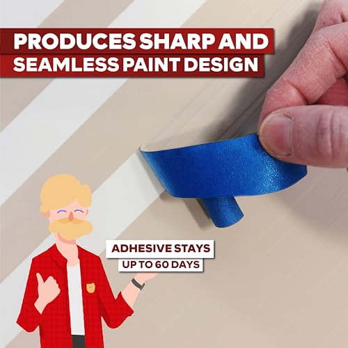 XFasten Blue Painters Tape 3 Inch Wide x 180 Feet Bulk (3-Pack, 540ft Total) Wall Safe UV-Resistant Blue Masking Tape 3 Inch Wide for Indoor and Outdoor Walls, Painting, Wood, Automotive - size: 3 Inches x 60 Yards (3-Pack)
