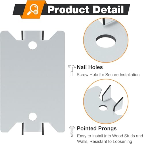 Nail Plates for Wood Studs 1.5 x 2.5 Inch Nail Stud Guards with Sharp Pointed Prongs Electrical Wire Stud Plate Protector Nail Stopper for Plumbing and Wiring Protection - 100Pack - size: 1.5" x 2.5" - 100 Pack