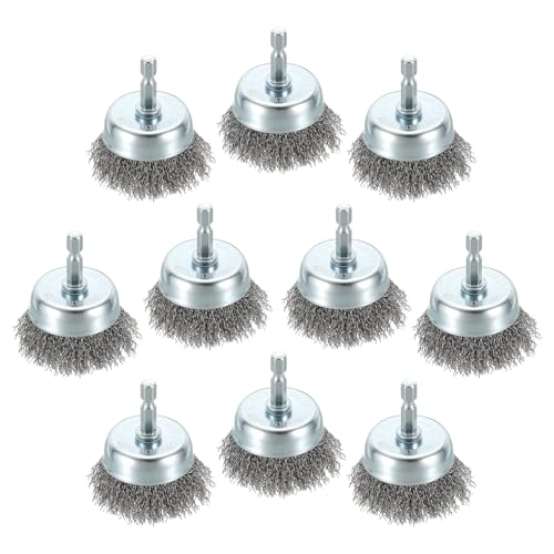10pcs 2in Wire Cup Brush for Drill, 1/4in Hex Shank, Carbon Steel - size: 2 inch