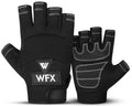 WFX Tough Fingerless Performance Gloves Protection Work Gloves, Padded Palm, Half-Finger Non-Slip Working Men Women - size: Large