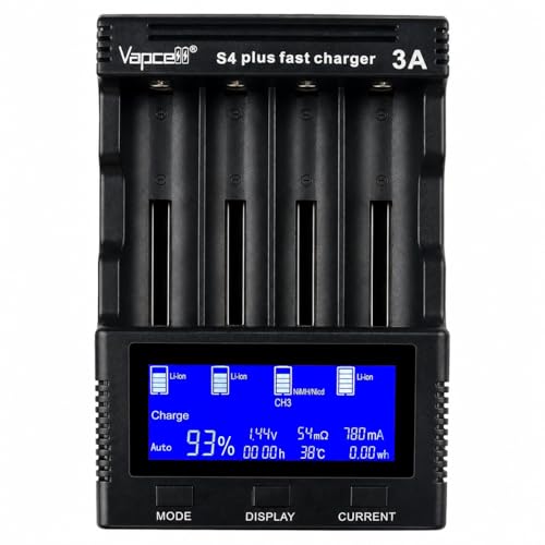 Battery Charger, Universal 4 Bay Charger with LCD Display(Version 3.0) | Intelligent Quick Charger Independent Slot