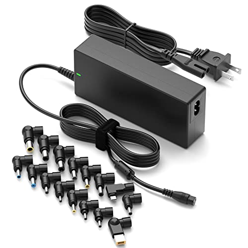 Powseed 90W Universal Laptop Charger USB C for Lenovo MacBook HP Dell Asus Acer Toshiba Samsung Sony Gateway Chromebook 5V 12V 18.5V 19V 19.5V 20V Power Supply Charmer Cord AC Adapter with 16 Tips
