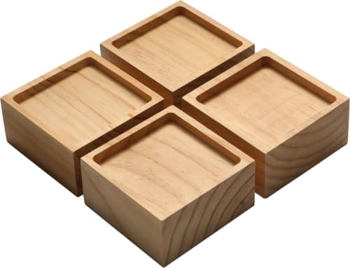 Lufia 2 Inch Solid Pine Wood Furniture Risers 4 Pack, Non Slip Silicone Lift Blocks for Bed Sofa Desk Cabinet - color: Natural Wood - 4-pack, size: 2 Inch