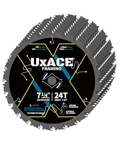 7-1/4-Inch 24-Tooth Circular Saw Blade with 5/8-Inch Arbor, Framing Wood Cutting, Carbide Tip, Thin Kerf, for Plywood, MDF, OSB, Laminated, 10 Pack - size: 7-1/4", 5/8" Arbor, 24T, 10pc